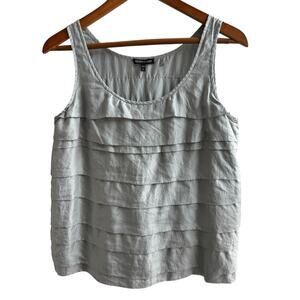 EILEEN FISHER Top Womens Small Gray Sleeveless 100% Silk Ruffled Layers